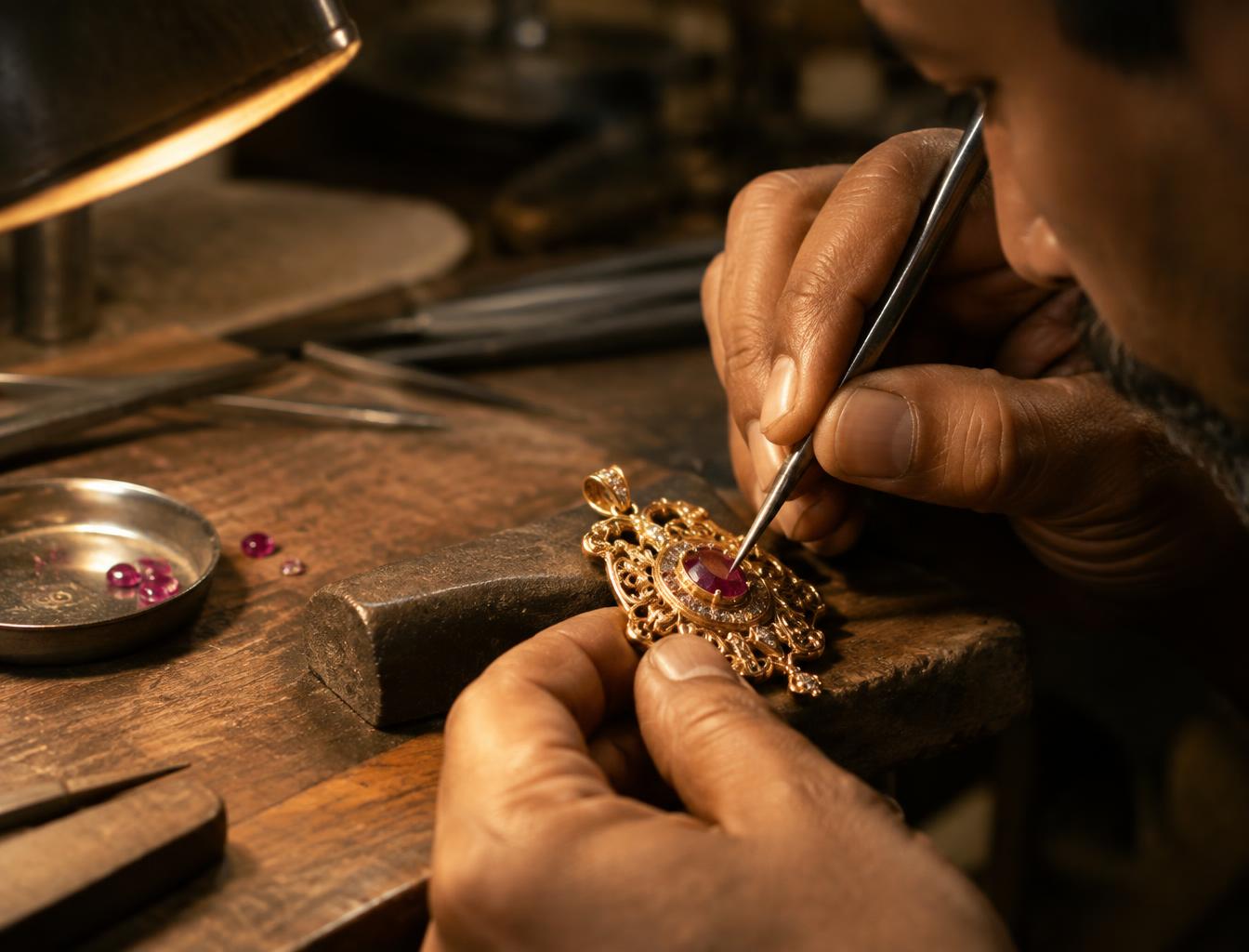 Artisan setting a ruby